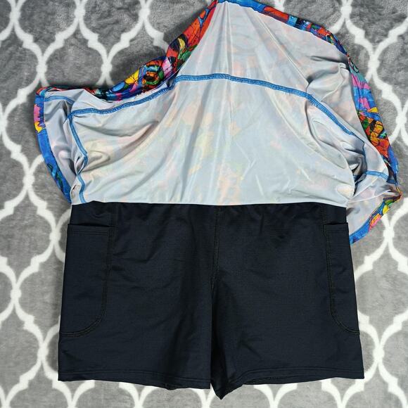 Dona Jo Skort Womens Large Blue Multicolor Athletic Tennis Skort Shorts Pocket - Picture 4 of 9